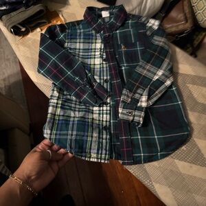 GAP Green & Navy Plaid Button-Down Shirt